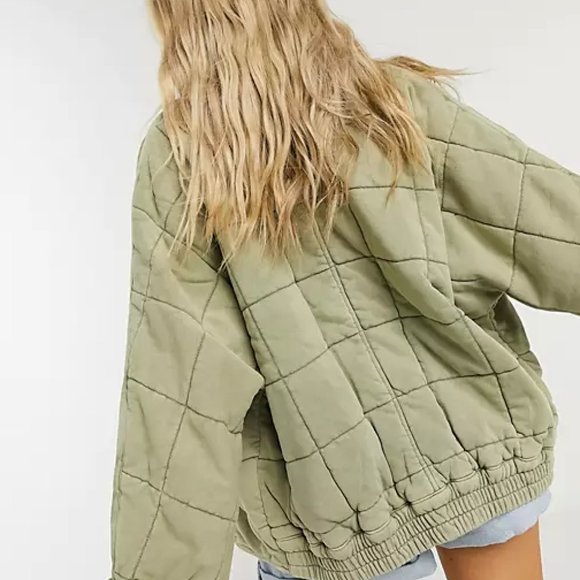 Free People Dolan Quilted Jacket in Sage Green - Picture 2 of 5